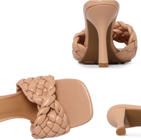 VIVIANLY Braided Woven Slide Slip-On Mule Heeled Sandals NWT - Picture 2 of 6